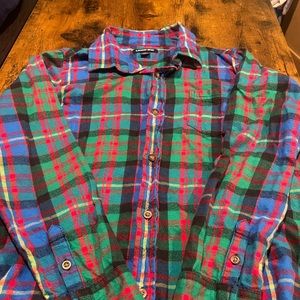 Lands End Flannel Shirt Size L/14-16 Husky